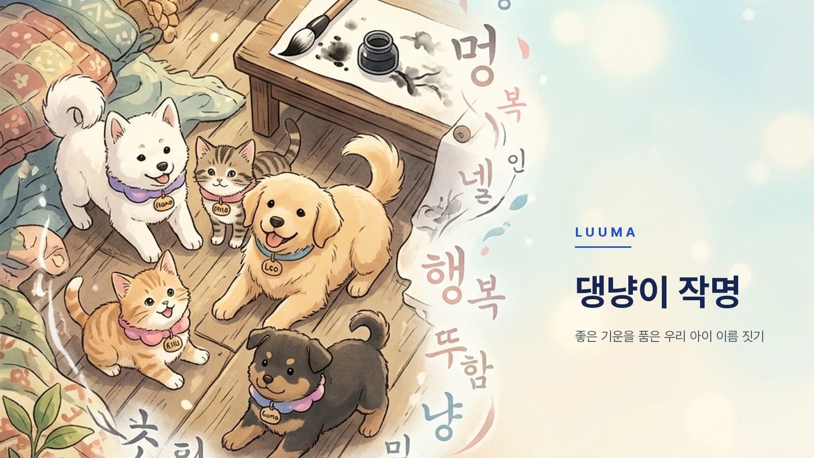 강아지 작명 추천 7선 — 정겹고 무병장수할 이름